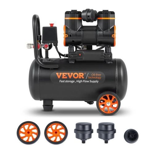 18 L Compresseur à Air Silencieux Sans Huile - VEVOR - 900 W 3,7 m3-h 6,2 bar 70 dB
