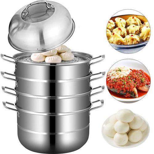 30 cm Cuiseur Vapeur en Acier Inoxydable - VEVOR - Cuisson à la Vapeur Riz - 5 Niveaux