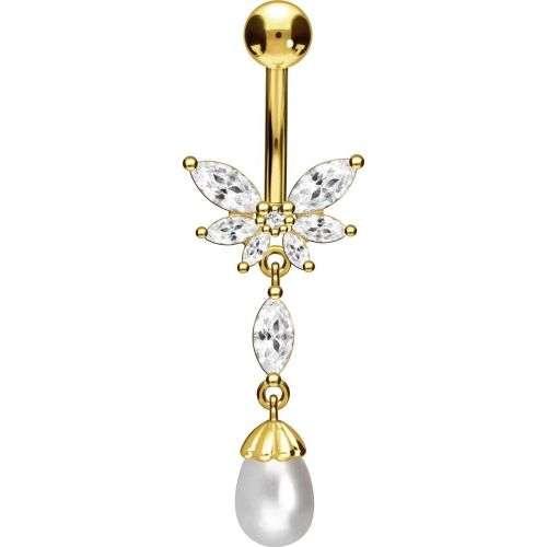 Piercing De Nombril En Acier Chirurgical Avec Motif En Laiton Et Perle Synthétique Bananabell