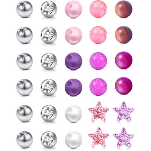Bille Piercing Boule De Rechange Piercing Langue 14g 5mm Acier Chirurgical Acrylique Nombril Barre Piercing Bijoux De Corps
