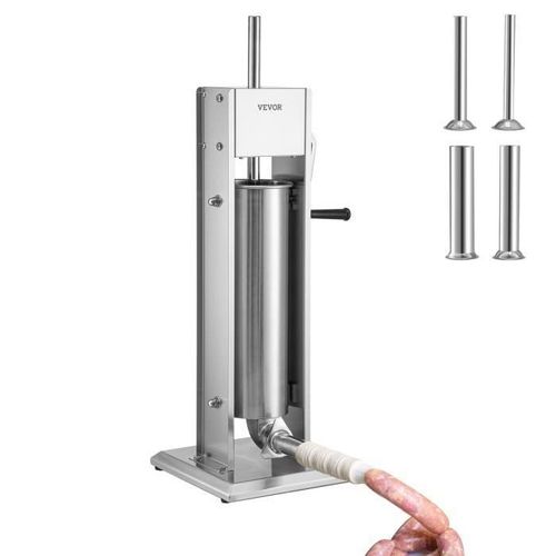 7L Poussoir à Saucisses Manuel - VEVOR - 4 Tubes Machine à Saucisson Verticale Inox