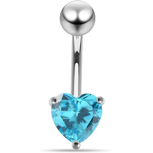 Pierres Précieuses Trendy Coeur Design Sterling Silver Bar Ventre Piercing