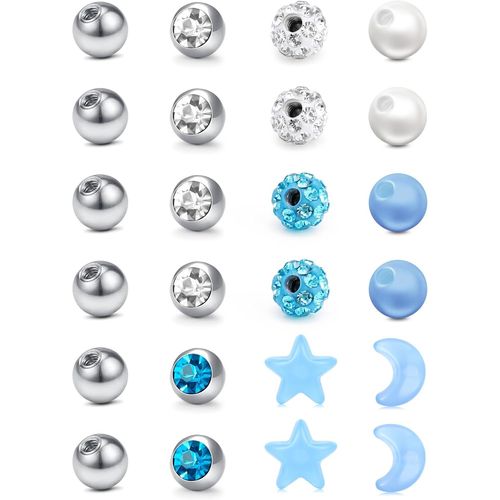 Bille Piercing Boule De Rechange Piercing Langue 14g 5mm Acier Chirurgical Acrylique Nombril Barre Piercing Bijoux De Corps