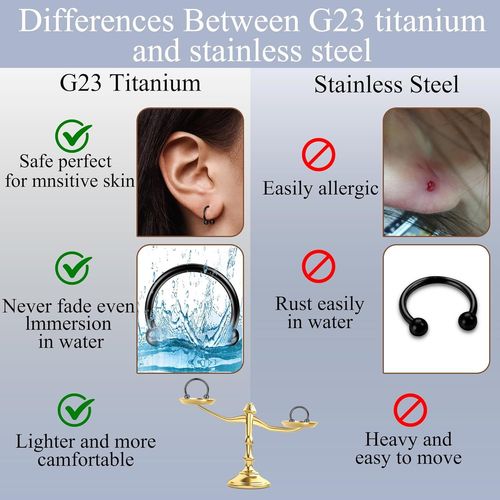G23 Titan Anneau De Septum 16g Piercing Nez En Fer À Cheval Pour Oreille Hélix Cartilage Sourcil Tragus Lèvres Daith Mamelon Bijoux De Piercing 8 À 12 Mm