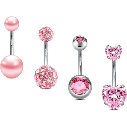 Piercing De Nombril En Acier Inoxydable 14g C?ur Cz Piercing Ventre 10mm Banana Barbell Piercing