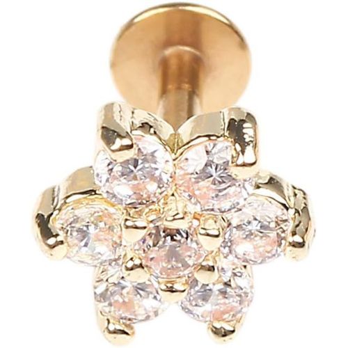 Bodya 1pièce/3 Pcs 16 G 7 Mm Oxyde De Zirconium Fleur Anneaux Lèvre Labret Nez Helix Forme Ronde Boucles D'oreilles À Tige Body Piercing Bijoux