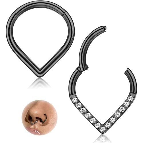 2pcs Piercing Helix Oreille Piercing Nez G23 Titane Septum Clicker Anneau Fin Or Argent Noir Cartilage Tragus Conch Rook Piercing Boucles D'oreilles Nez