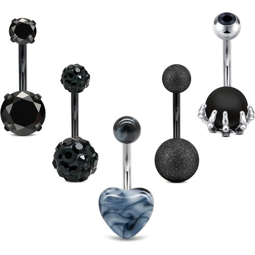 Piercing Nombril 4 Pcs Cz Brillant Nombril Piercing Anneaux De Nombril Pour Femmes Tournesol Coeur Papillon Conception