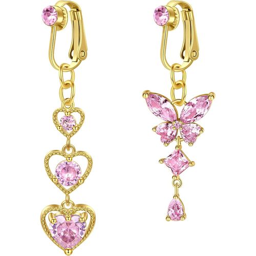 Faux Piercing Pour Nombril Faux Nombril En Acier Chirurgical Bijoux À Clipser Pour Le Piercing Du Nombril Barrettes De Boutons De Ventre En Cz Avec C?ur Et Papillon Pour Femmes Et Filles