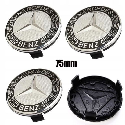Juxinchang - 4x 75mm Noir Blanc Mercedes Benz Origine Logo Enjoliveurs Centre De Roue Cache Moyeu