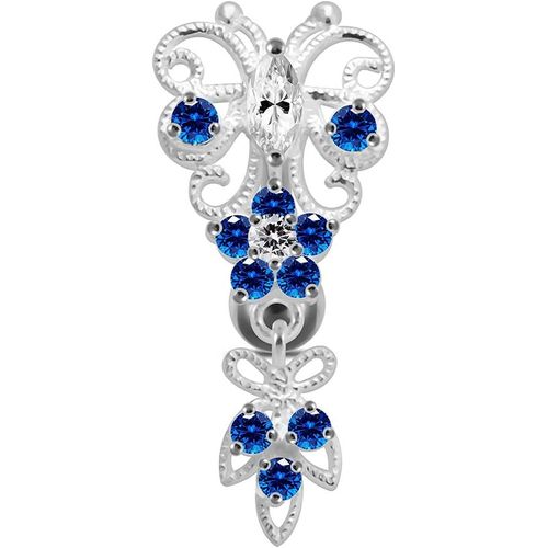 Piercing De Nombril En Argent Sterling 925 Avec Pierre En Filigrane Et Papillon