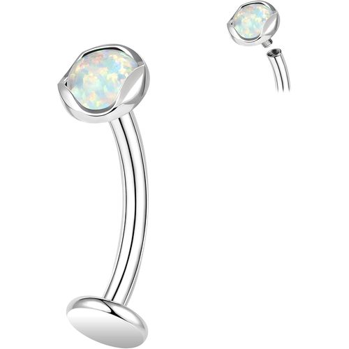 Piercing De Nombril En Titane Avec Pierres Opales 14 G 6/8/10/12/14 Mm Fileté Interne, Longue Barre Pour Nombril