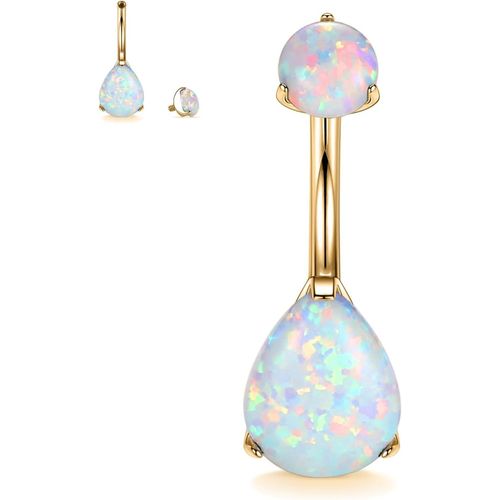 G23 Piercing Pour Nombril En Titane Avec Filetage Intérieur 14 G 10 Mm 5 Opales Cz