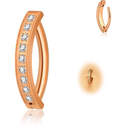 Piercing De Nombril À Clic 14g En Titane Anti-Allergie Doré 10 Mm Avec Zircone Cubique Pour Homme Et Femme