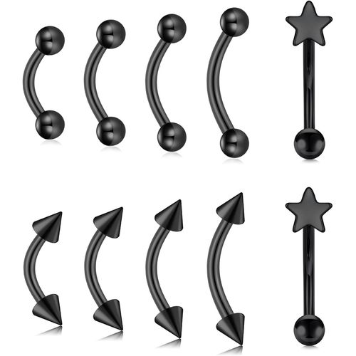 16g Acier Chirurgical Piercing Lèvre Sourcil Ventre Anneaux Helix Cartilage Oreille Piercing Bananen Bar Piercing 6 Pièces Curved Barbell Piercing