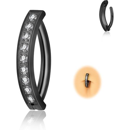Piercing De Nombril À Clic 14g En Titane Anti-Allergie Doré 10 Mm Avec Zircone Cubique Pour Homme Et Femme