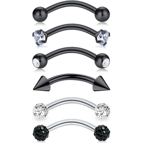 Rook Piercing Sourcil Arcad Argent Acier Chirurgical 1.2mm 8mm Barre Courbé Piercing Oreille