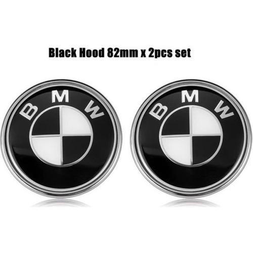 X2 Logo Emblème - 82mm Bmw Noir Et Blanc - Capot/Coffre Avant/Arrière - Finition -