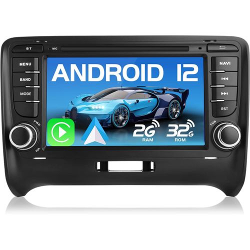 Autoradio Android 12 Pour Audi Tt Mk2 8j(2006-2012)[2go+32go] Avec 7 Pouces Carplay San Fil/Android Auto Gps Wifi Bluetooth Usb Fm Rds/Commandes Au Volant/Aide Au Stationnement