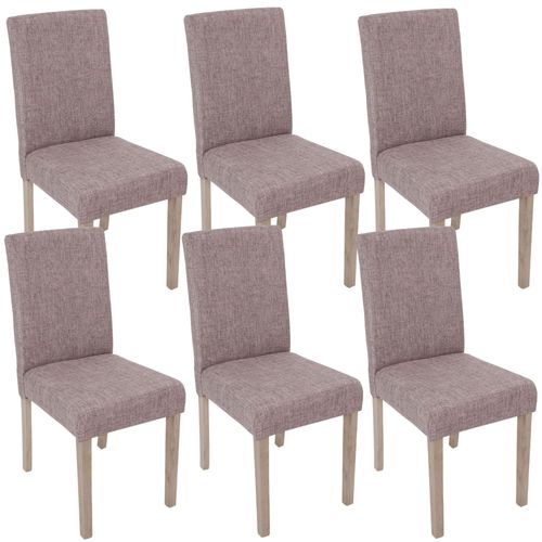 Lot De 6 Chaises De Salle À Manger Cuisine En Tissu Gris Pieds En Bois Clair 04_0000894