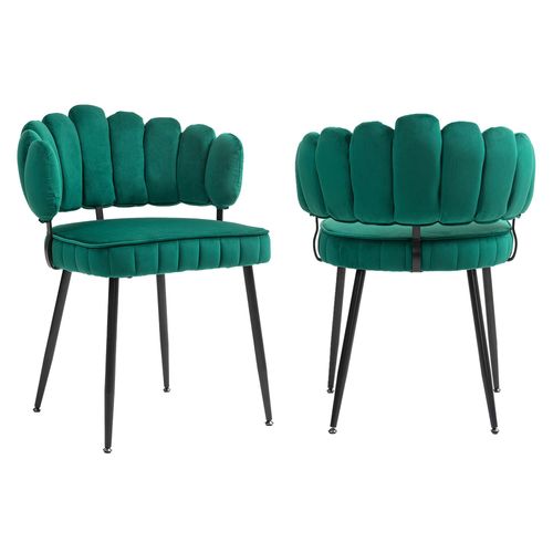 Ensemble De 2 Chaises De Salle À Manger En Velours Émeraude Avec Accoudoirs