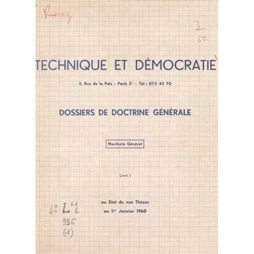 Manifeste Général Ou État De Nos Thèses Au 1er Janvier 1968 (1)