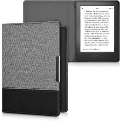 Étui Liseuse Compatible Avec Kobo Aura H2o Edition 1 - Housse Avec Rabat Magnétique En Tissu Canevas Pour Liseuse