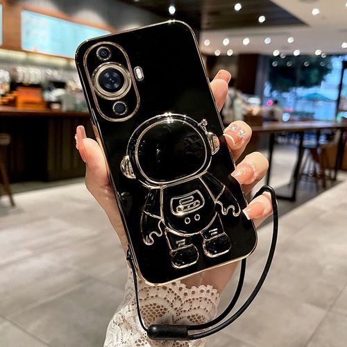 Etui Coque Pour Huawei Nova 11 Ultra Astronaut Folding Bracket All-Inclusive Anti-Drop Mobile Phone Case, [Classic Black] Astronaut Bracket + Lanyard