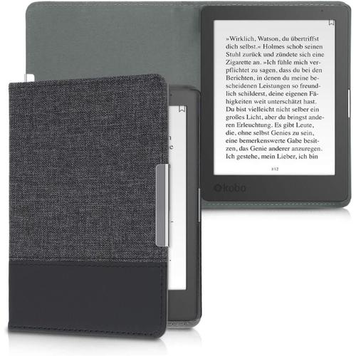 Étui Liseuse Compatible Avec Kobo Aura Edition 1 - Housse Avec Rabat Magnétique En Tissu Canevas Pour Liseuse