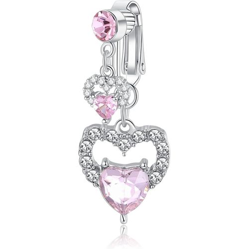 Faux Piercing Nombril Acier Chirurgical Clip Fake Piercing Nombril Anneau Coeur Papillon Dangle Faux Bijoux De Piercing Pour Le Ventre