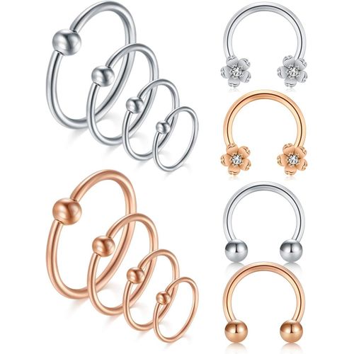 Piercing Nez Anneaux Piercing Septum 16g 8/10/12mm Acier Chirurgical Piercing Helix Tragus Cartilage Levre Anneau De Fer A Cheval Bijoux De Piercing