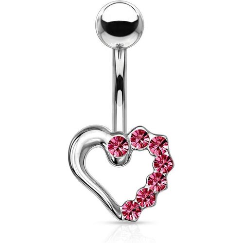 Piercing De Nombril En Acier Inoxydable Chirurgical 316l Avec Zircons En Forme De C?ur