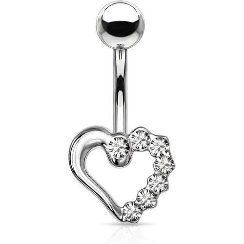 Piercing De Nombril En Acier Inoxydable Chirurgical 316l Avec Zircons En Forme De C?ur