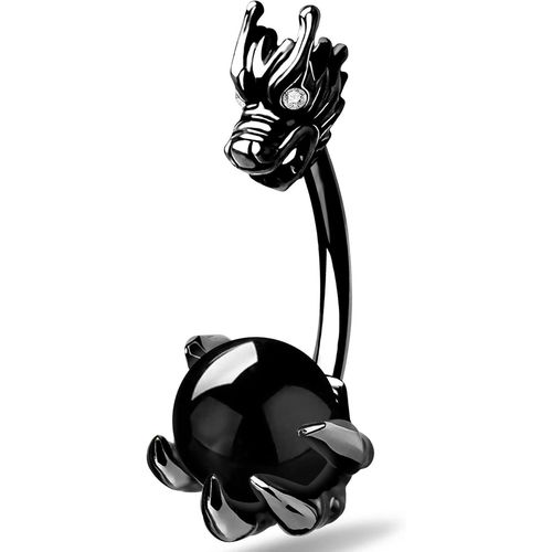 14g Piercing Nombril En Acier Chirurgical 316l Tête De Dragon Et Griffe Avec Gemme Naturelle Anneau De Ventre Piercing Bijou De Corps Femme