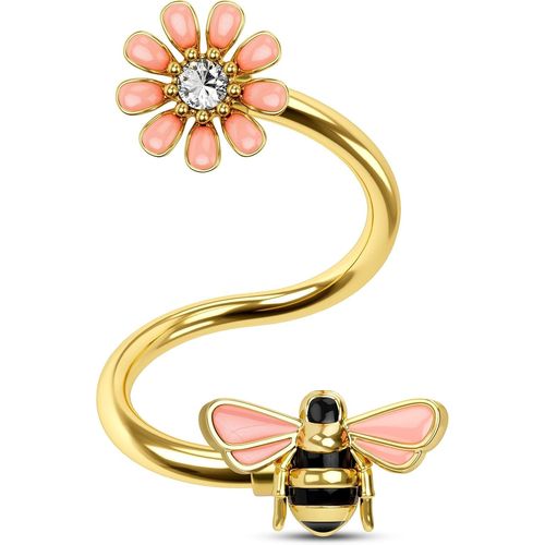 Boucles D'oreilles Torsadées En Acier Inoxydable 316l Pour Cartilage, Septum, Daith, Hélix, Conque, Piercing De Corps Avec Fleur Pour Femme