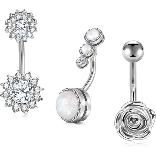 14g 10mm Piercing Nombril Acier Chirurgical Cz Anneau De Nombril Clou Piercing De Ventre Femme Homme Bijoux De Piercing