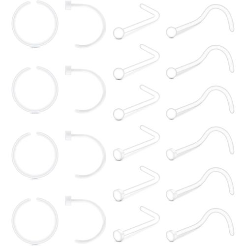 Lot De 38 Piercings De Nez Transparents En Plastique Pour L'école, Le Travail, La Chirurgie