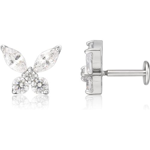 18g Titane Piercing Tragus, 2pcs Piercing Labret Lèvre Bouche Avec Cz Opale, Filetage Intérieur Piercing Oreille Cartilage, Piercing Helix Pour Nombril Langue Sourcil Septum Nez Oreille