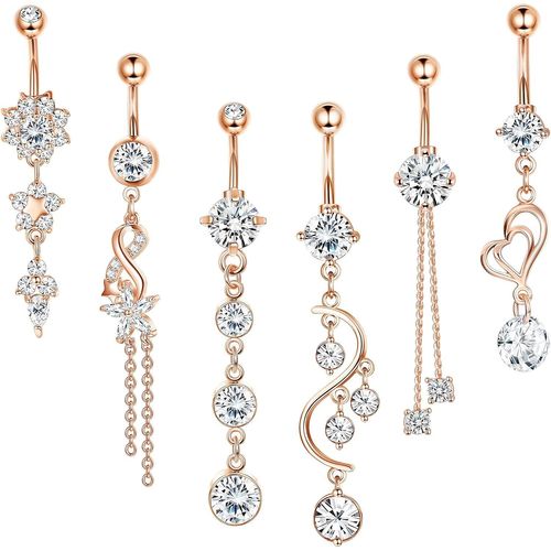 14g Anneaux De Nombril Balancent Pour Les Femmes Anneaux De Nombril En Acier Chirurgical Bijoux De Piercing