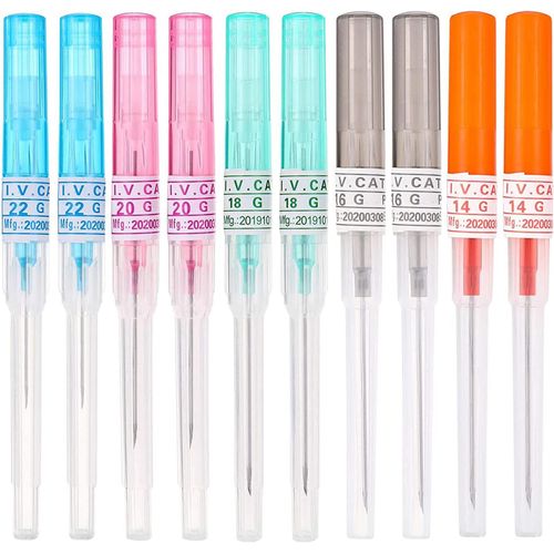 Catheter Piercing Needles - 10pcs Disposable Hollow Needles Sterilized Catheter Needles Mixed 5 Sizes 14g 16g 18g 20g 22g Nose Ear Belly Piercing Needles