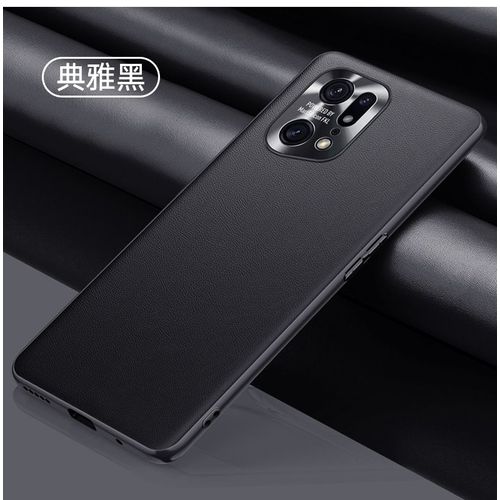 Etui Coque Pour Coque En Cuir Uni Pour Oppo Find X5 Pro Avec Lentille En Métal, Coque En Silicone Antichoc Tout Compris, Noir