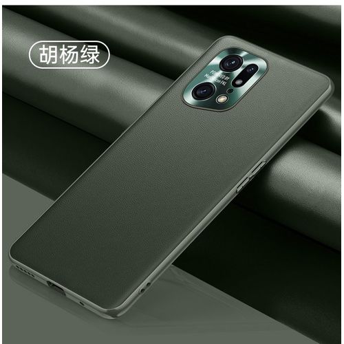 Etui Coque Pour Oppo Find X5 Coque En Cuir Uni Lentille En Métal Coque En Silicone Antichoc Tout Compris, Populus Euphratica Vert