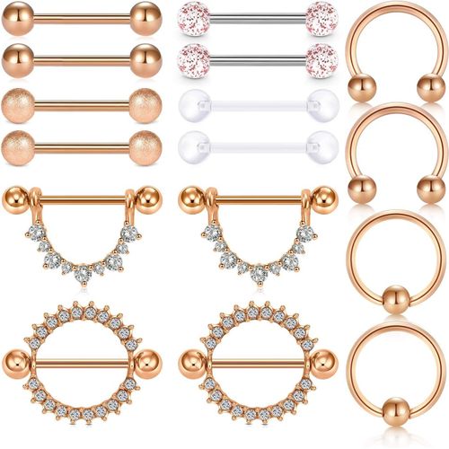 Piercing Téton Piercing Mamelon 14g Acier Chirurgical Et Plastique Acrylique Avec Zircon Anneau De Coeur Barbells Bijoux De Piercing