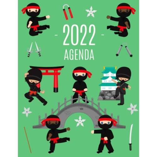 Ninja Agenda 2022: Planificador Diaria | Ideal Para La Escuela, El Estudio Y La Oficina | Enero A Diciembre 2022