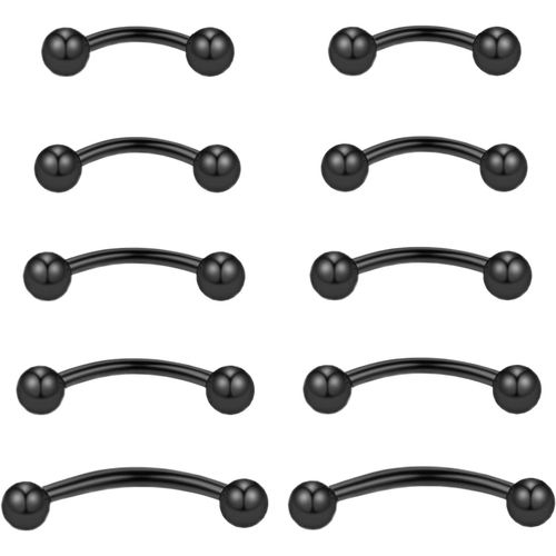 10pcs Courbé Barbells Pour Sourcils Lèvres Rook Hélix Tragus Piercing Bridge Piercing Anneau Ventral Piercing 16g Acier Inoxydable 6mm 8mm 10mm