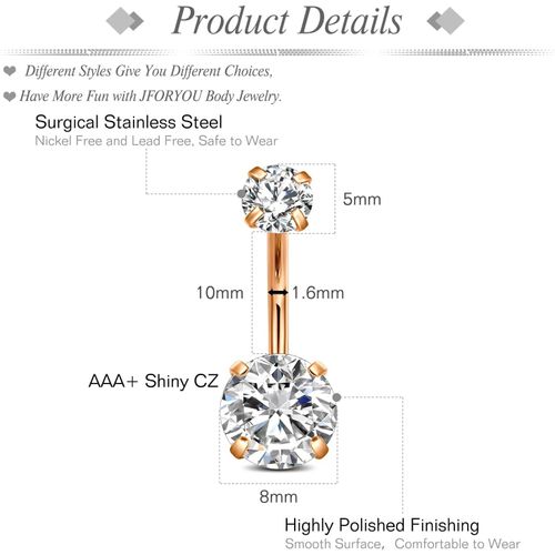 14g Piercing Nombril En Acier Inoxydable Anneaux De Nombril 14 Gauge10mm Barres De Nombril Piercing Bijoux Pour Femmes Et Hommes