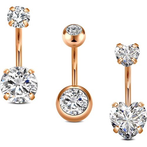 14g Piercing Nombril 10mm Argent En Acier Chirurgical Ensemble Piercing Ventre Avec Dames En Pierre
