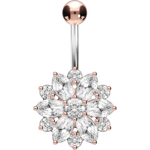 Piercing De Nombril En Titane Avec Fleur En Cristal ¿ Argent 925 ¿ Piercing Banane En 3 Couleurs Élégantes