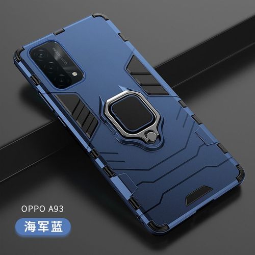 Etui Coque Pour Oppo A54 5g Armour Full Coverage Anti-Shatter Ring Holder Phone Case,Bleu Marine