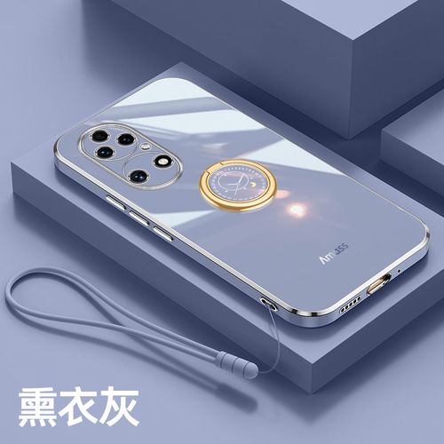 Etui Coque Pour Huawei P50 Pro Coque De Protection En Silicone One All-Inclusive Lens Ring Bracket Trendy Mobile Phone Case, [Type De Bague] Gris Lavande + Laniere